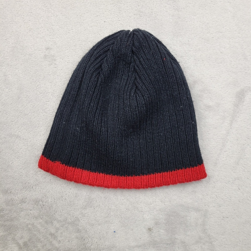 Nike Hat Kids Boys Girls Beanie Cap Winter Cold Stretch Pull On Swoosh Black Red - Picture 2 of 3